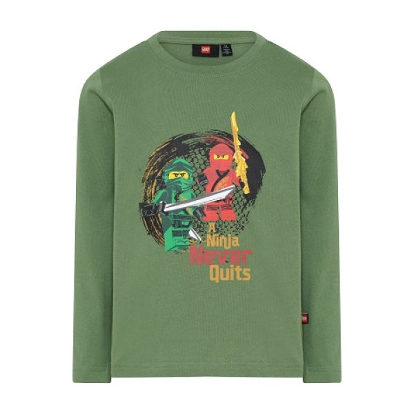 LEGO T-shirt Ninjago DONKER KAKIGROEN (LWTAYLOR 714 - Maat 110)