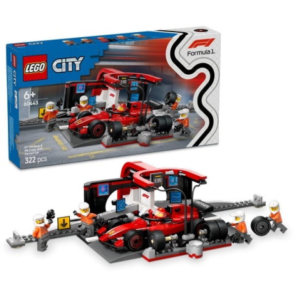 LEGO 60443 F1 Pitstop en Pitcrew met Ferrari Auto