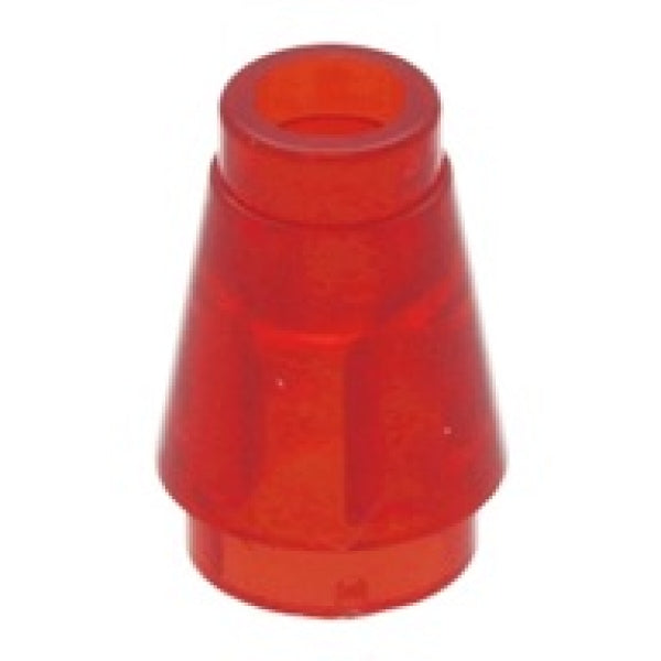 LEGO Cone 1x1 TRANSPARANT ROOD (100 stuks)