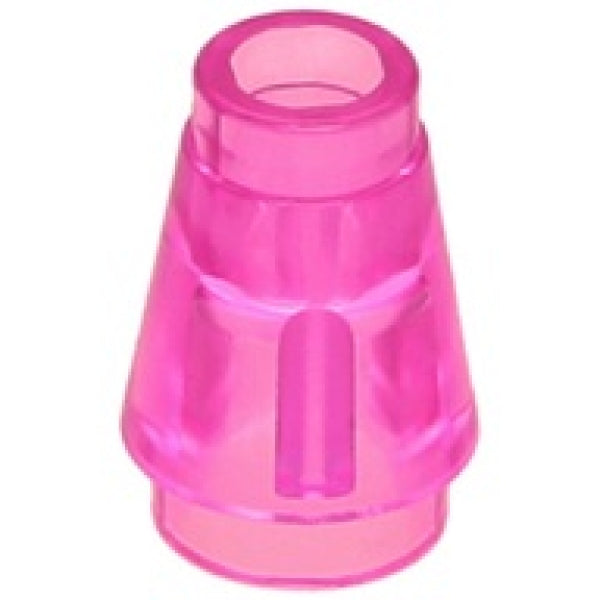 LEGO Cone 1x1 TRANSPARANT DONKERROZE (100 stuks)