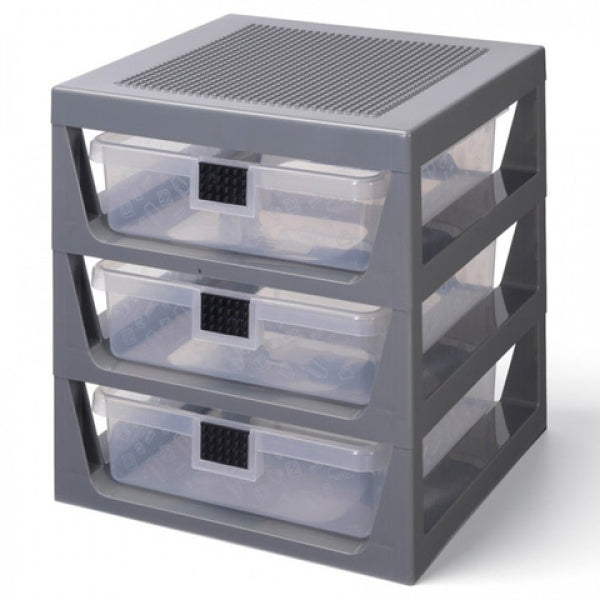 LEGO Iconic 3-Lades Opbergrek DONKERGRIJS