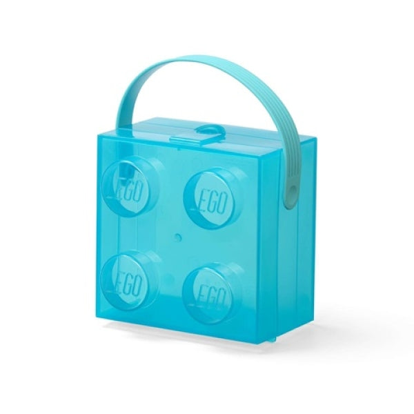 LEGO Lunchbox Brick 4 met Handvat TRANSPARANT BLAUW