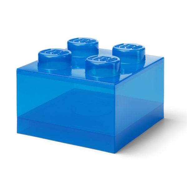 LEGO Opbergbox 4 met Deksel TRANSPARANT DONKERBLAUW