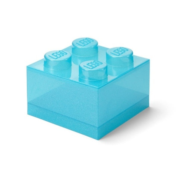 LEGO Opbergbox 4 met Deksel GLITTER TRANSPARANT LICHTBLAUW