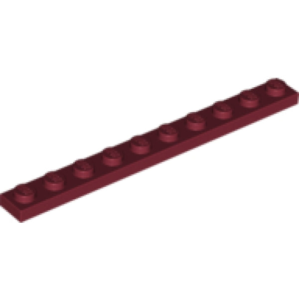 LEGO Plaat 1x10 DONKERROOD (100 stuks)