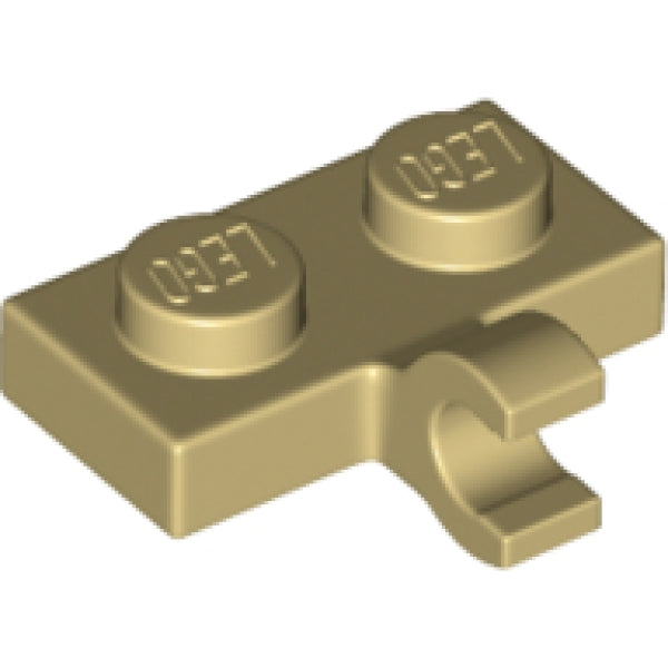 LEGO Plaat 1x2 met Zij-Clip Horizontaal BEIGE (100 stuks)