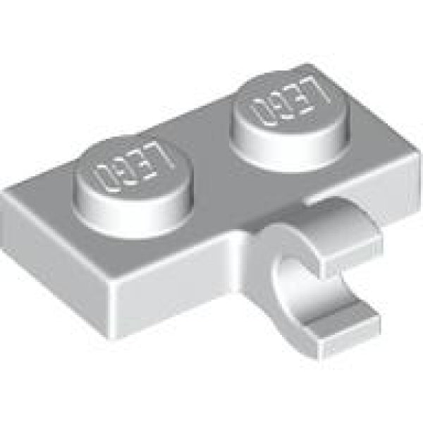 LEGO Plaat 1x2 met Zij-Clip Horizontaal WIT (100 stuks)