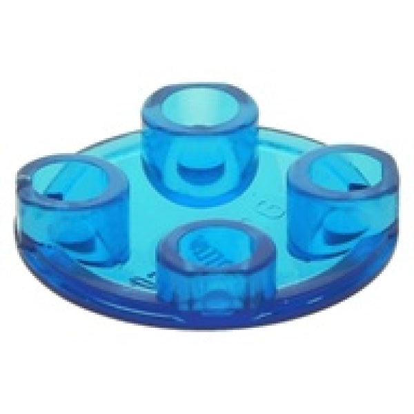 LEGO Plaat 2x2 Rond met Ronde onderzijde TRANSPARANT DONKERBLAUW
