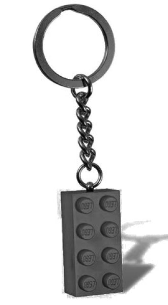 LEGO Sleutelhanger Steen 2x4 DONKERGRIJS