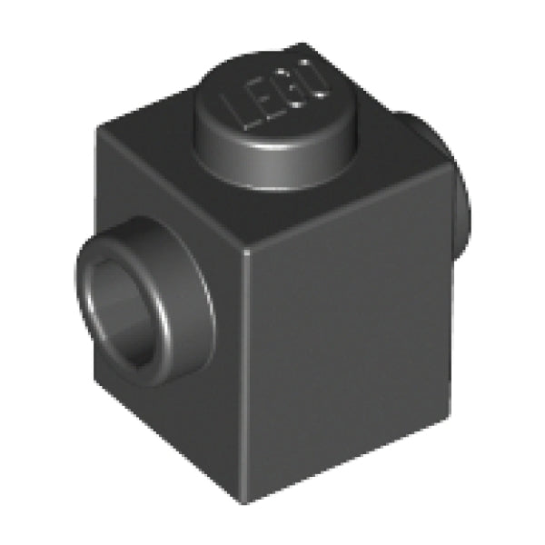LEGO Steen 1x1 met 2 Zij-noppen ZWART (100 stuks)