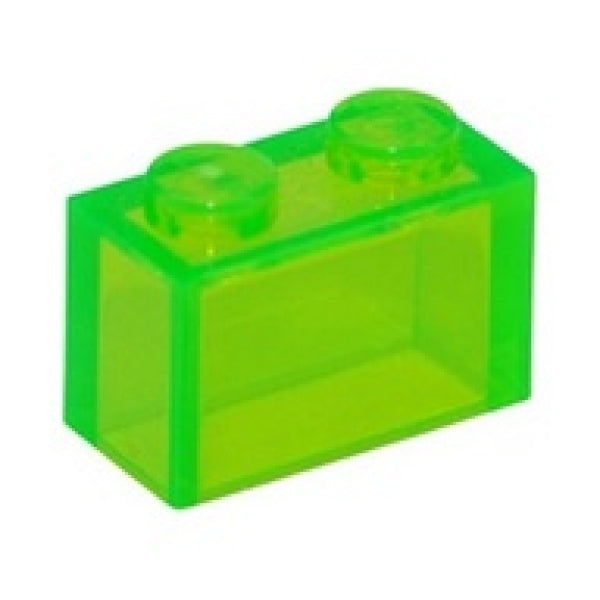 LEGO Steen 1x2 TRANSPARANT HELDERGROEN (100 stuks)