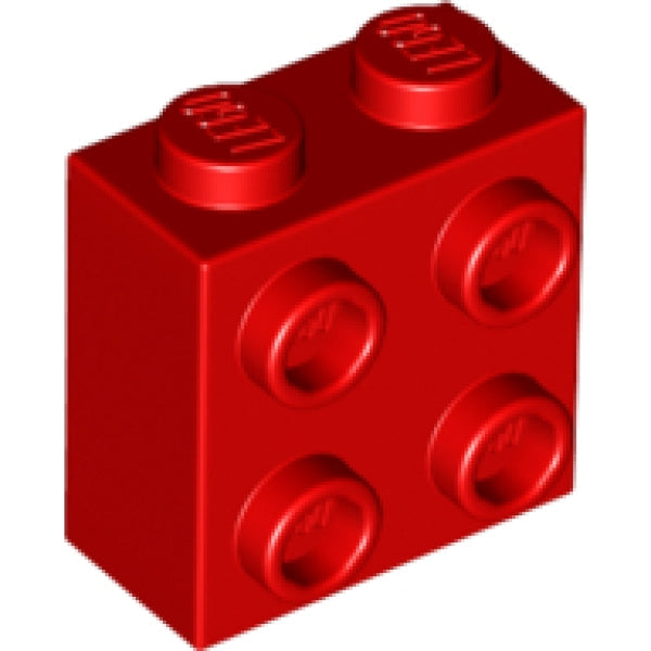 LEGO Steen 1x2x1 met Zij-noppen ROOD (100 stuks)