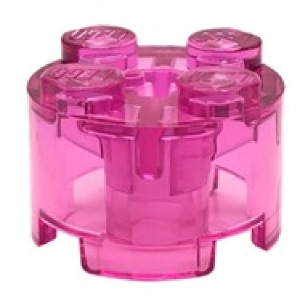 LEGO Steen 2x2 Rond TRANSPARANT DONKERROZE (100 stuks)