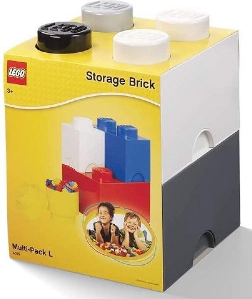 LEGO Storage Brick Multi Pack (4 PCS) ZWART-WIT-GRIJS