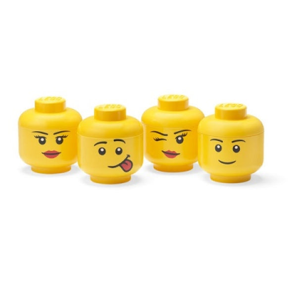 LEGO Opbergbox Hoofd Boy Girl Silly Winky Mini (Set 4 stuks)