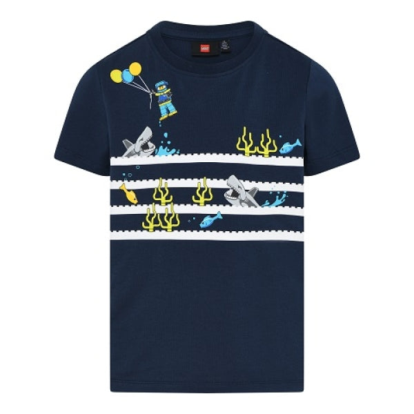 LEGO T-shirt Sharks DONKERBLAUW (LWTAYLOR 310 - Maat 110)