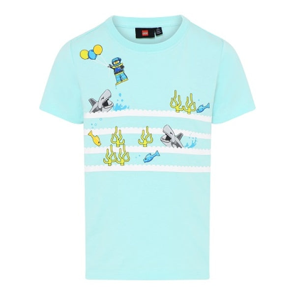 LEGO T-shirt Sharks LICHTTURQUISE (LWTAYLOR 310 - Maat 110)