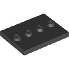 LEGO Tegel 3x4 met 4 Noppen ZWART (100 stuks)