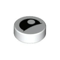 LEGO Tegel Rond 1x1 Oog Gedeeltelijk Dicht Pupil WIT (100 stuks)