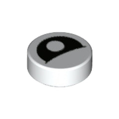 LEGO Tegel Rond 1x1 Oog Gedeeltelijk Dicht Pupil Midden WIT (1